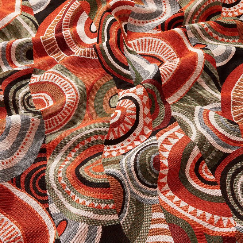 Dekostoff Gobelin abstrakte Halbkreise – terracotta/grün, image number 2