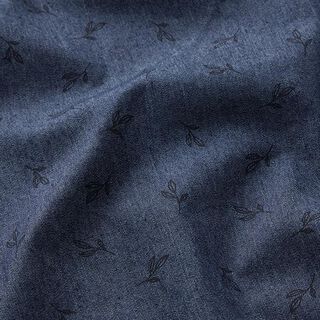 Stretch Jeans Blätterzweige – marineblau, 