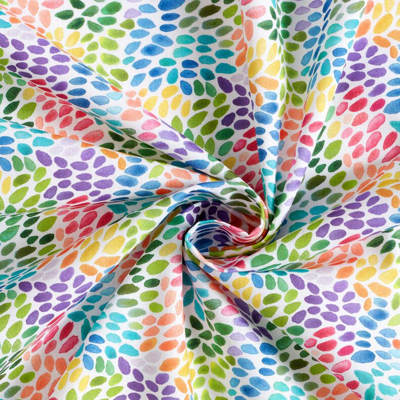 Baumwollpopeline Regenbogen-Tupfen Digitaldruck – weiss/farbmix | Reststück 70cm, image number 3