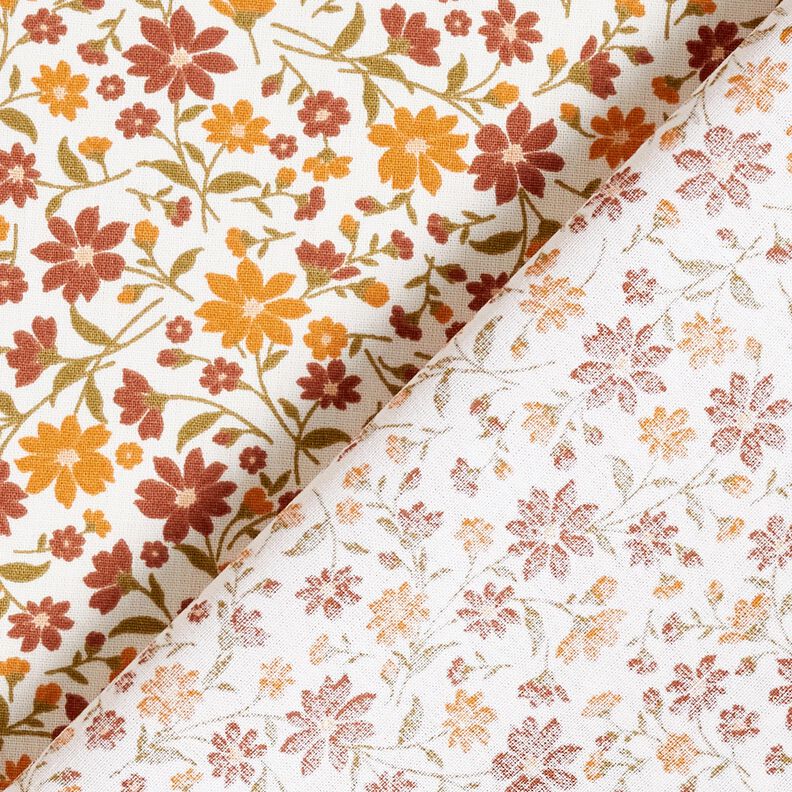 Baumwollpopeline Herbstblumen – weiss/burgunder,  image number 4
