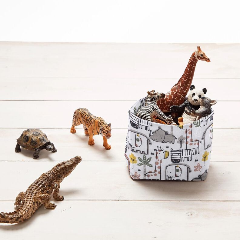 Baumwollstoff Cretonne kleine Wildtiere – silbergrau, image number 6