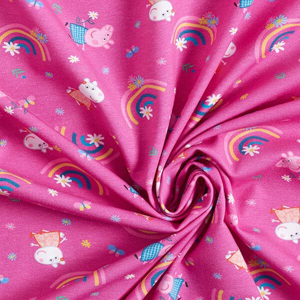 Baumwolljersey Peppa Wutz Blumen und Regenbögen | ABC Ltd. – pink – Muster, image number 3