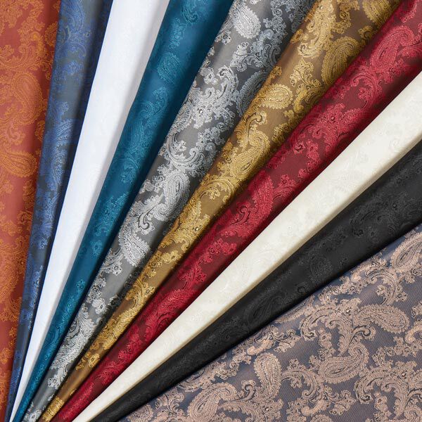 Futterstoff Jacquard Paisley changeant – stahlblau | Reststück 50cm