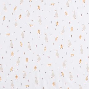 GOTS Baumwollpopeline süße Gänse und Küken | Poppy Fabrics – weiss, 