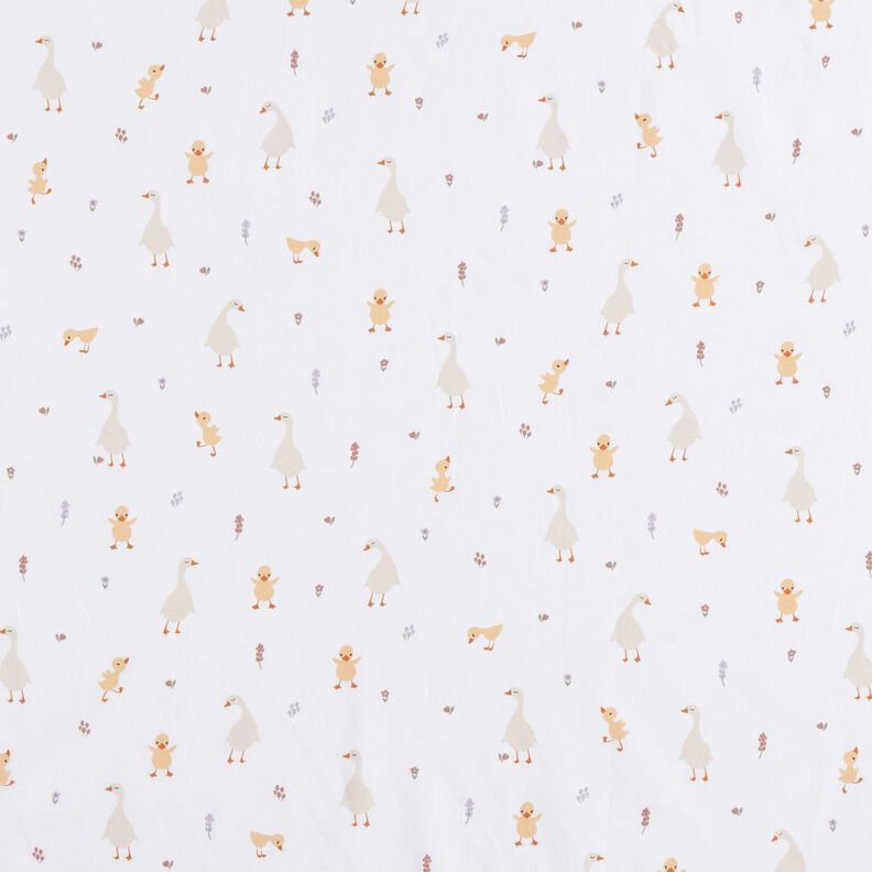 GOTS Baumwollpopeline süße Gänse und Küken | Poppy Fabrics – weiss,  image number 1