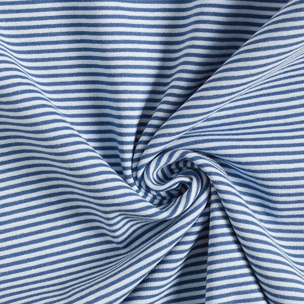Bündchen Schlauchware schmale Ringel – jeansblau/hellblau | Reststück 50cm
