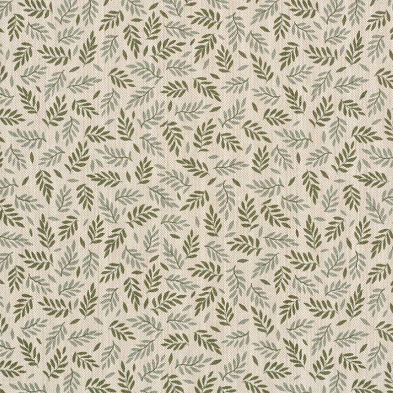 Dekostoff Halbpanama zarte Blätter – natur,  image number 1