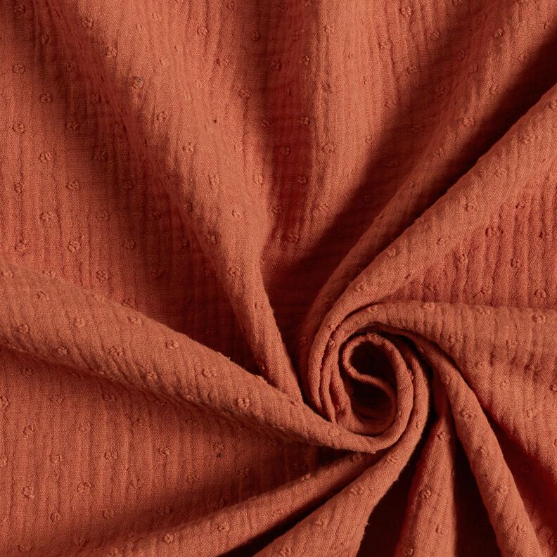 Musselin/ Doppel-Krinkel Gewebe Dobby – terracotta,  image number 3