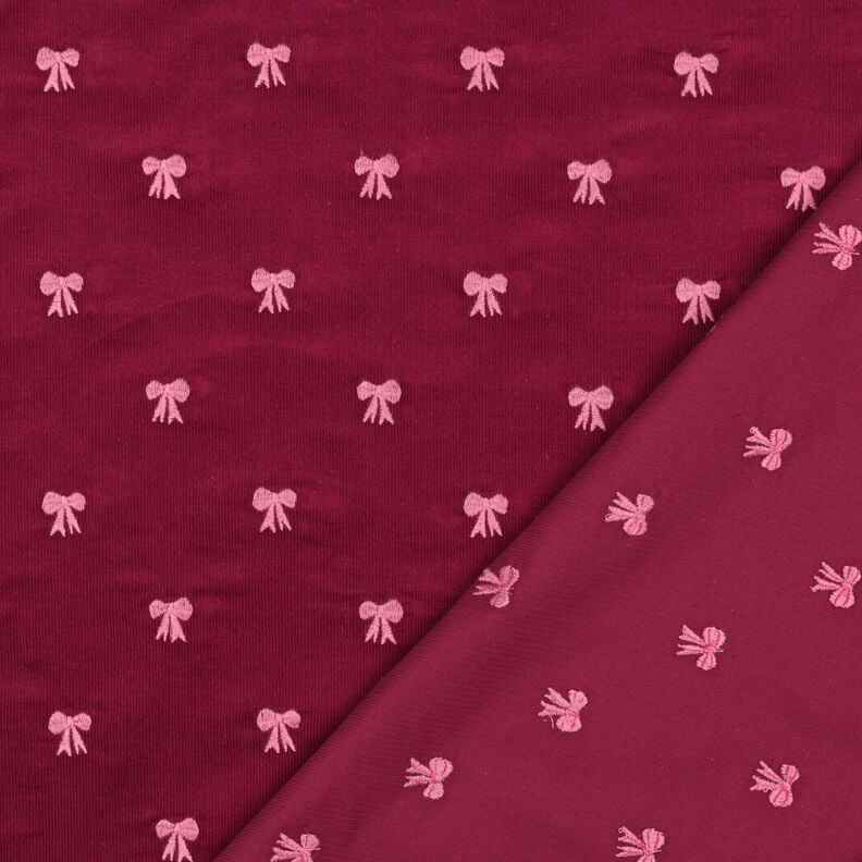 Babycord gestickte Schleifen | Poppy Fabrics – karminrot, image number 4