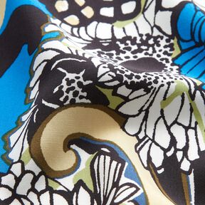 Viskosestoff Blumen und Bl&auml;tter &ndash; schwarz, 