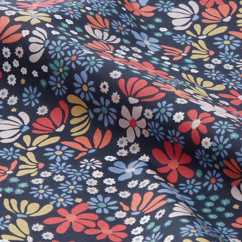 Baumwollstoff Cretonne gemischte Blüten – nachtblau,  image number 2