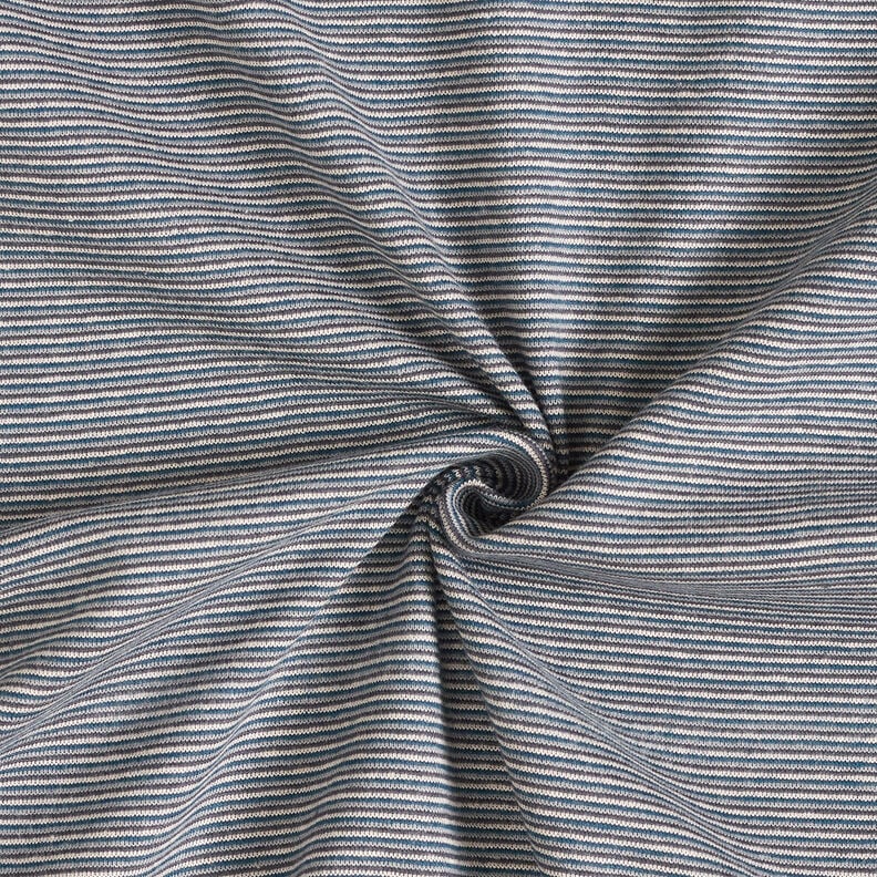 Bündchen Schlauchware schmale Streifen – ozeanblau/silber, image number 1
