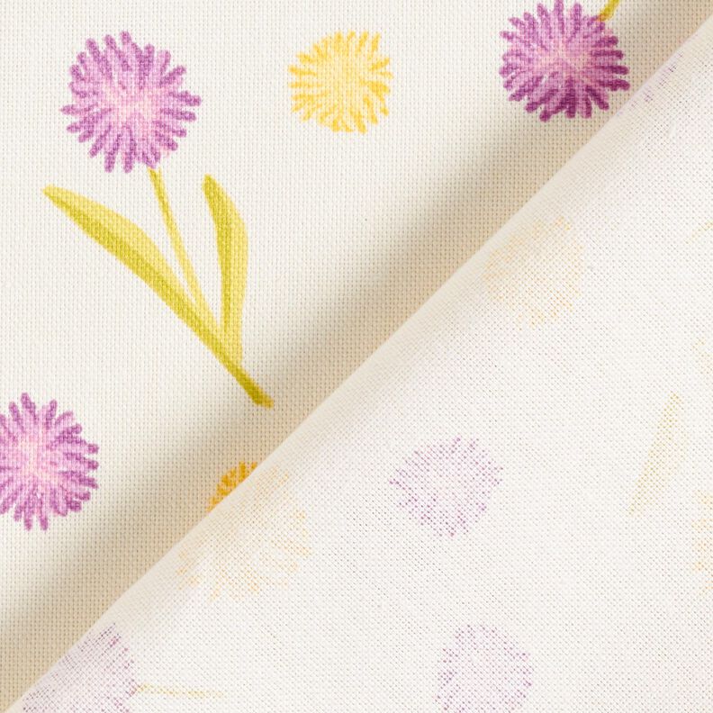 Dekostoff Halbpanama kleine Frühlingsblumen – wollweiss/vanillegelb, image number 4