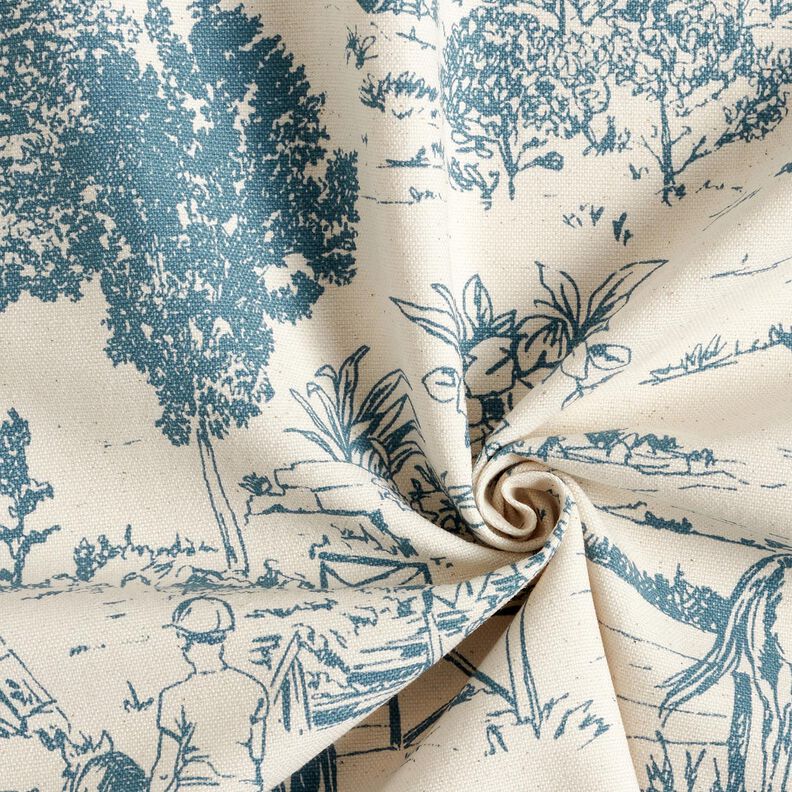 Dekostoff Panama Ausritt – jeansblau/natur,  image number 3