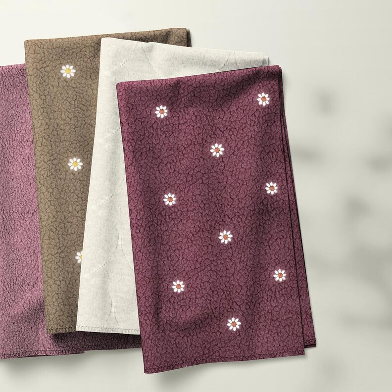 Teddyplüsch bestickte Blümchen | Poppy Fabrics – dunkelaltrosa, image number 7
