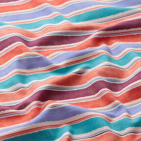 Baumwolljersey Aquarell Streifen – sand/lachs, 