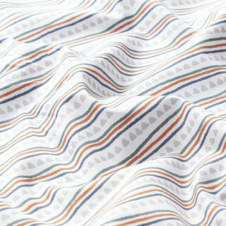 GOTS Baumwollpopeline Linien und Dreiecke – weiss, 