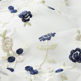 Organza Blumenstickerei – weiss, 