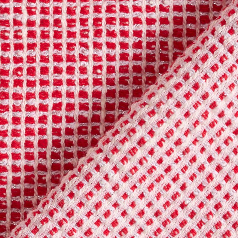 Bouclé Baumwoll-Mix Struktur – rot/weiss,  image number 4