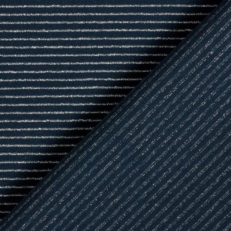 Baumwolljersey Lurex-Streifen – nachtblau/silber, image number 4