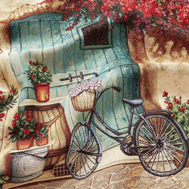 Dekopanel Gobelin Fahrrad – hellbeige/karminrot, image number 2