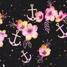 Baumwolljersey maritime Blüten | Glitzerpüppi – schwarz/purpur,  thumbnail number 7