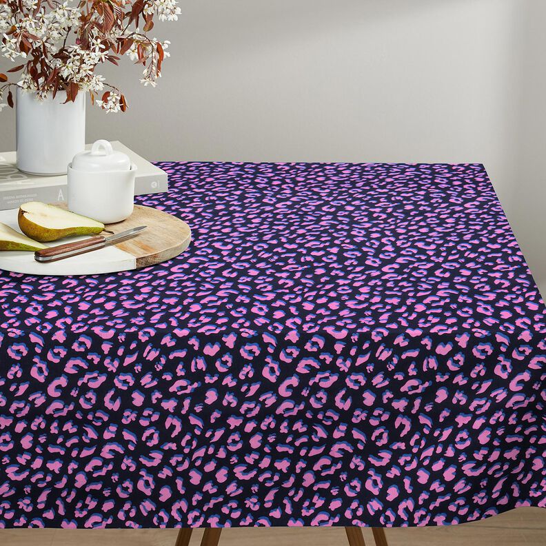 Beschichtete Baumwolle abstraktes Leo | Poppy Fabrics – nachtblau/pink, image number 6