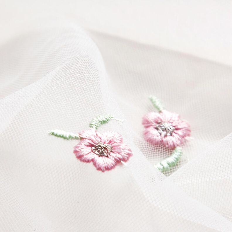 Softmesh gestickte Blümchen – weiss/rosé, image number 6