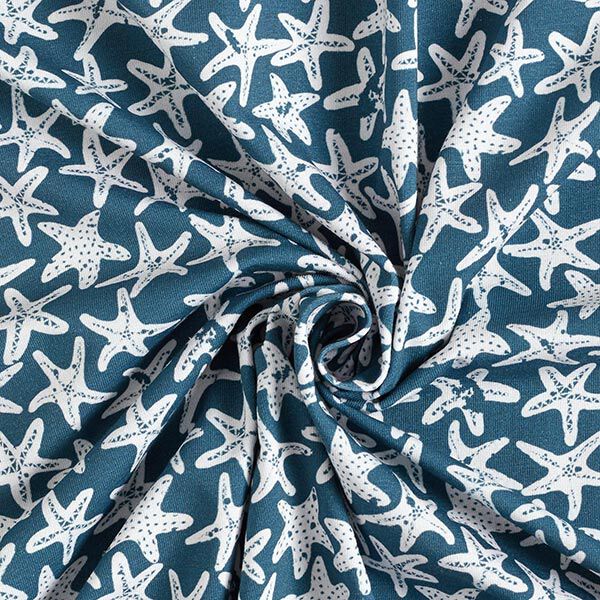 GOTS Baumwolljersey Seestern | Tula – jeansblau | Reststück 50cm