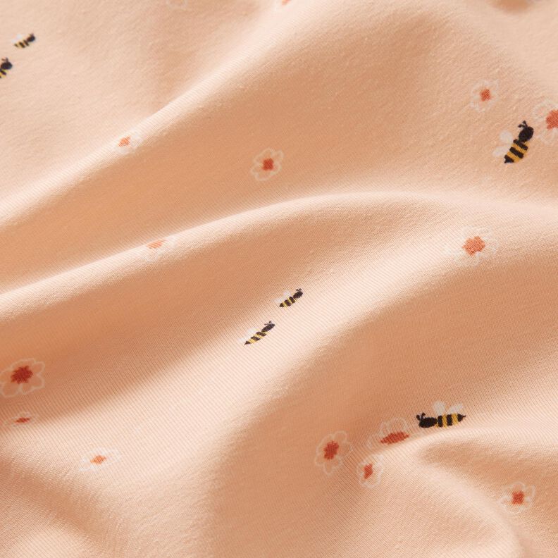 Baumwolljersey Bienchen auf der Wiese Digitaldruck – hellbeige,  image number 2