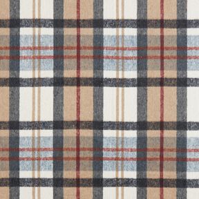 Mantelstoff angeraut Schottenkaro – hellblau/beige, 