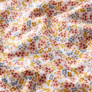 Baumwolljersey kleine abstrakte Blumen – weiss/altrosa, 