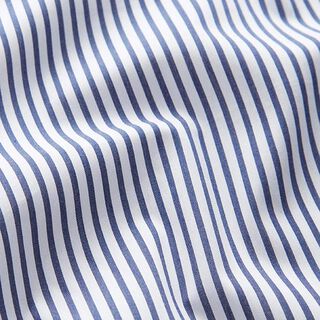 Blusenstoff schmale Querstreifen – weiss/marineblau | Reststück 100cm