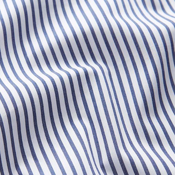Blusenstoff schmale Querstreifen – weiss/marineblau | Reststück 100cm