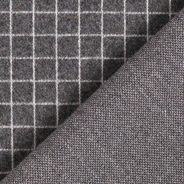 Strickjacquard Aufgraut Gitterkaro – dunkelgrau | Reststück 50cm