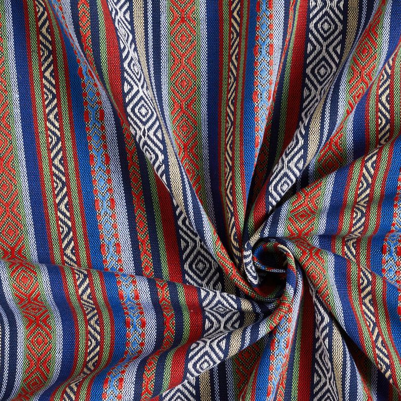Dekostoff Jacquard abstrakte Streifen – marineblau/karminrot, image number 3