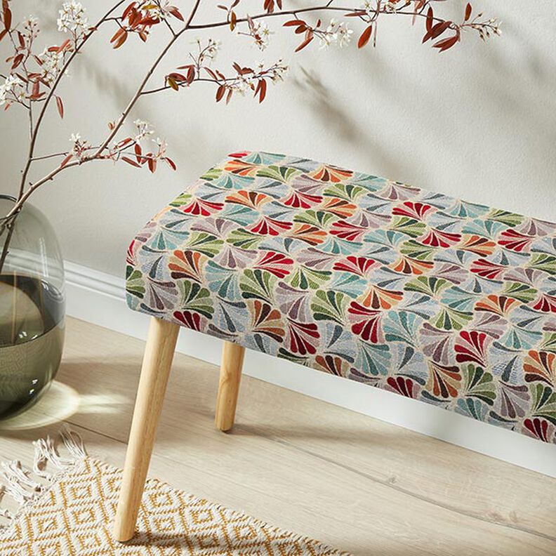 Dekostoff Gobelin bunte Fächer – hellbeige/blau, image number 6
