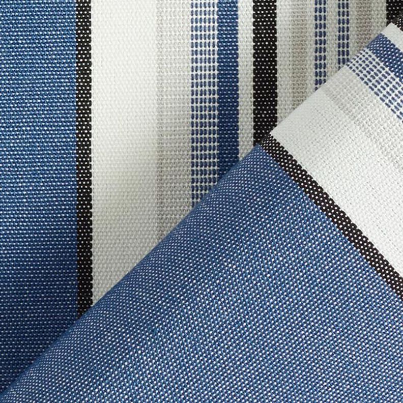 Markisenstoff breite und schmale Streifen – jeansblau/weiss,  image number 4
