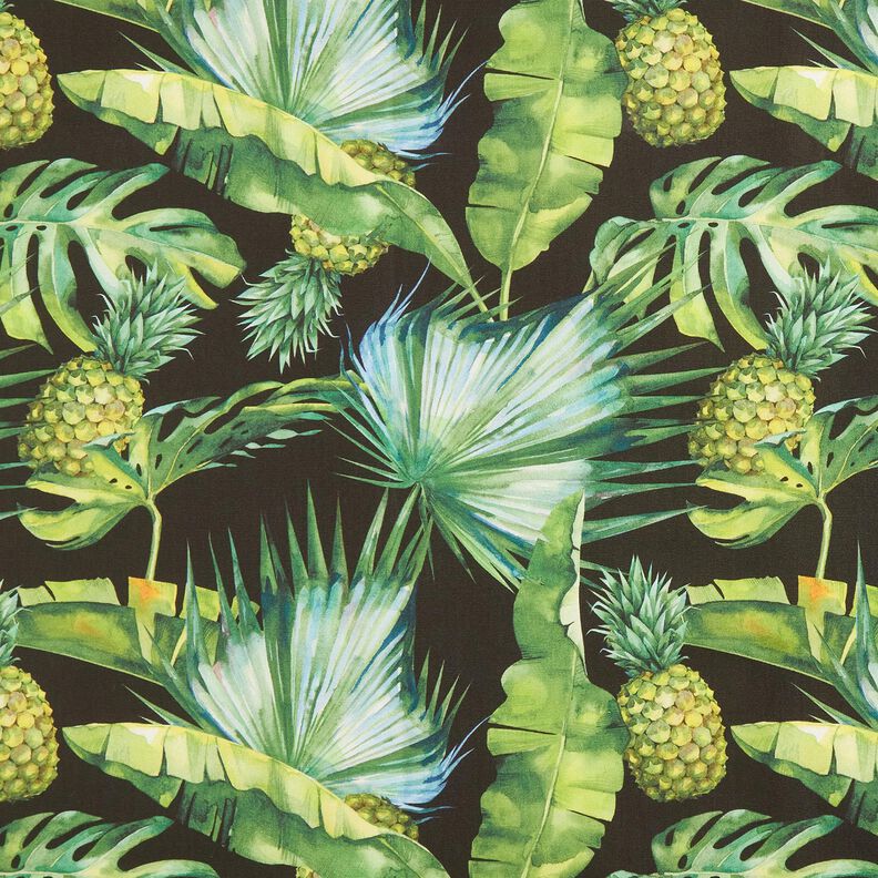 Outdoorstoff Canvas Ananas – grasgrün/schwarz, image number 1