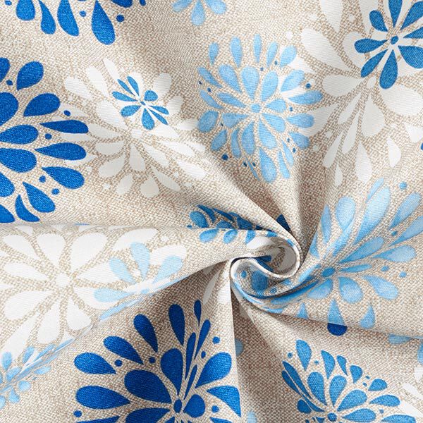 Dekostoff Canvas Blumen – blau/weiss,  image number 3