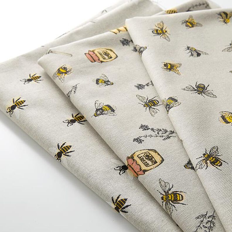 Dekostoff Halbpanama Bienen und Honig – natur,  image number 5