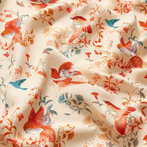 LENZING™ ECOVERO™ Viskosestoff Vögel und Feen | Katia Fabrics – creme/feuerrot, 