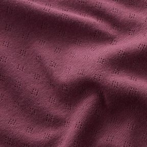 Feinstrickjersey mit Lochmuster – aubergine, 