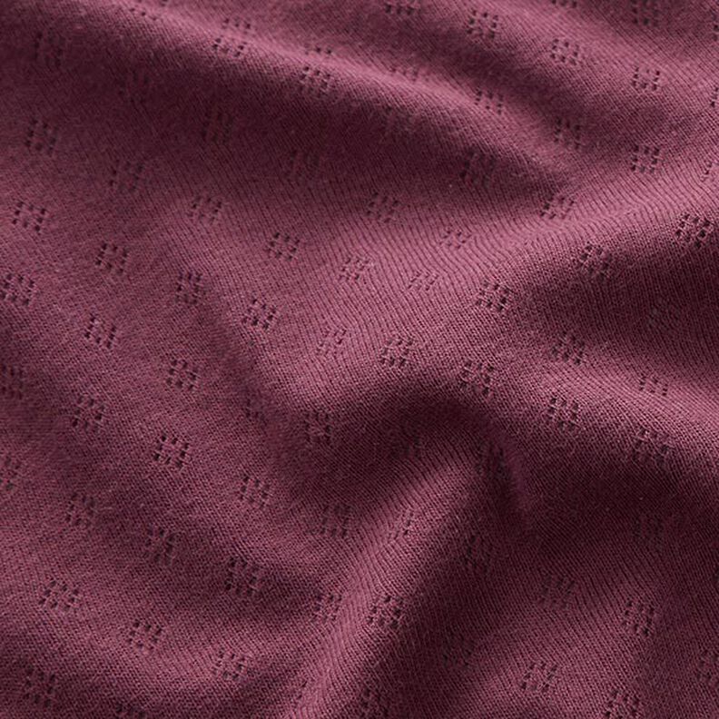 Feinstrickjersey mit Lochmuster – aubergine,  image number 2