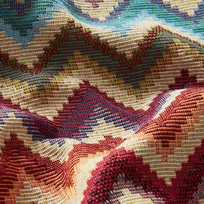 Dekostoff Gobelin Chevron – hellbeige/karminrot, 