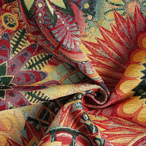 Jacquard Gobelin Blüten Ornament – lila/rot | Reststück 100cm