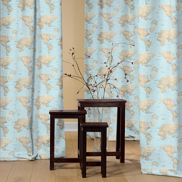Dekostoff Ottoman Weltkarte – babyblau, image number 8