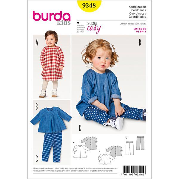 Babykleid / Bluse / Hose | Burda 9348 | 68-98,  image number 1
