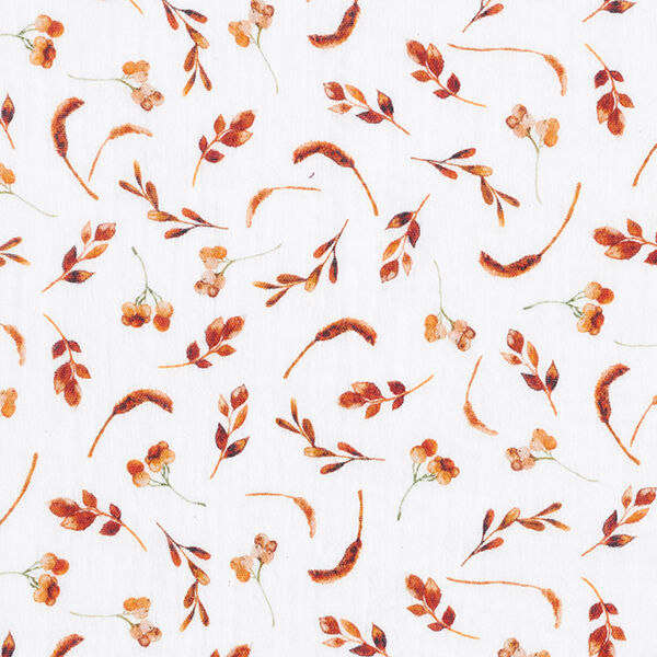 Musselin/ Doppel-Krinkel Gewebe Blumen und Früchte – weiss, image number 1