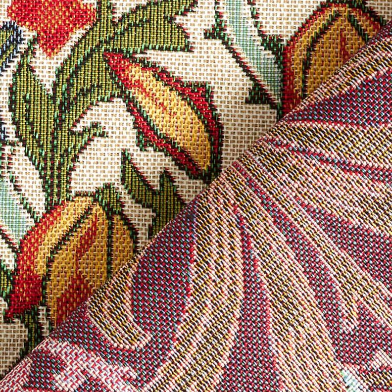 Dekostoff Gobelin florales Jugendstilmotiv – creme/hellgrün,  image number 4
